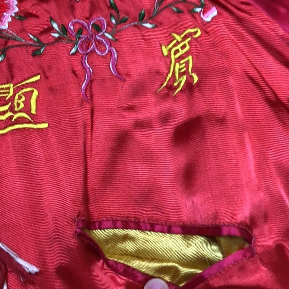 RARE 1980’s JouJou Bomber | Bright Red Rayon with Embroidery | Size M - Picture 14 of 16